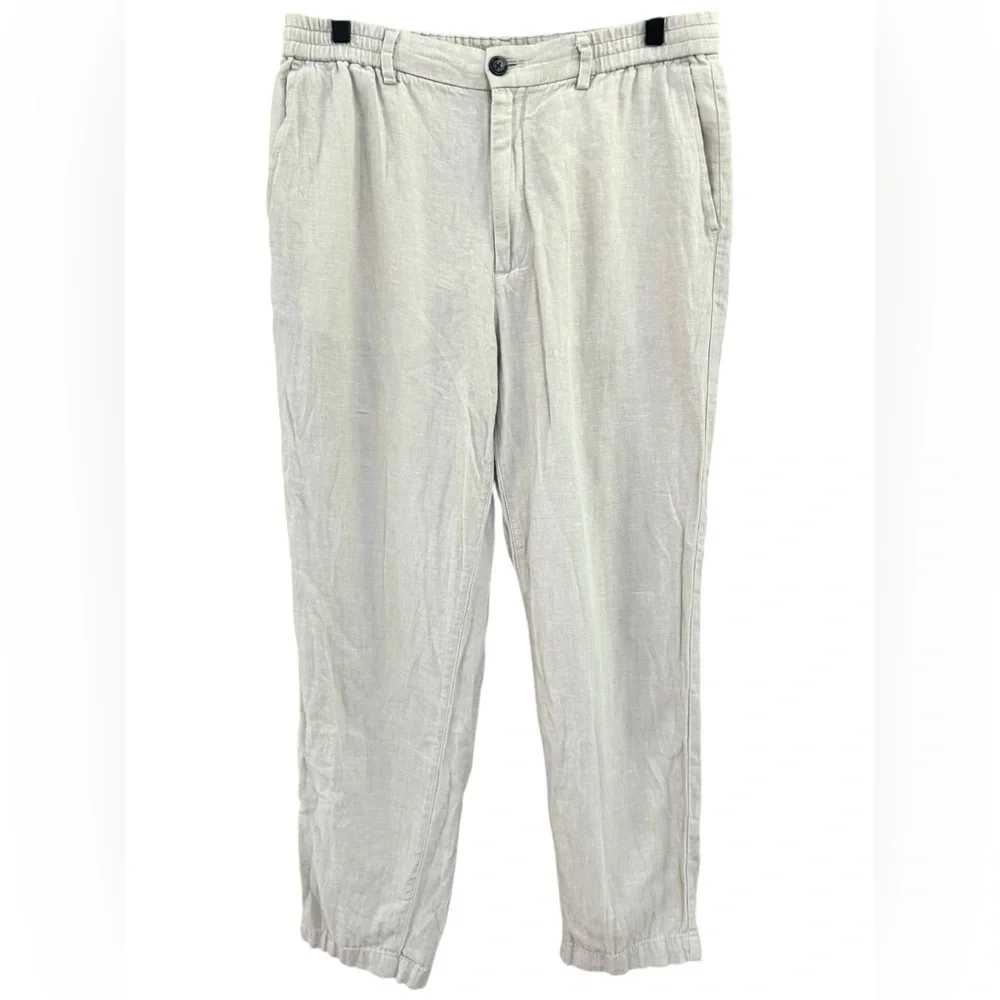 Men's Light Gray Casual Linen Blend Pants
